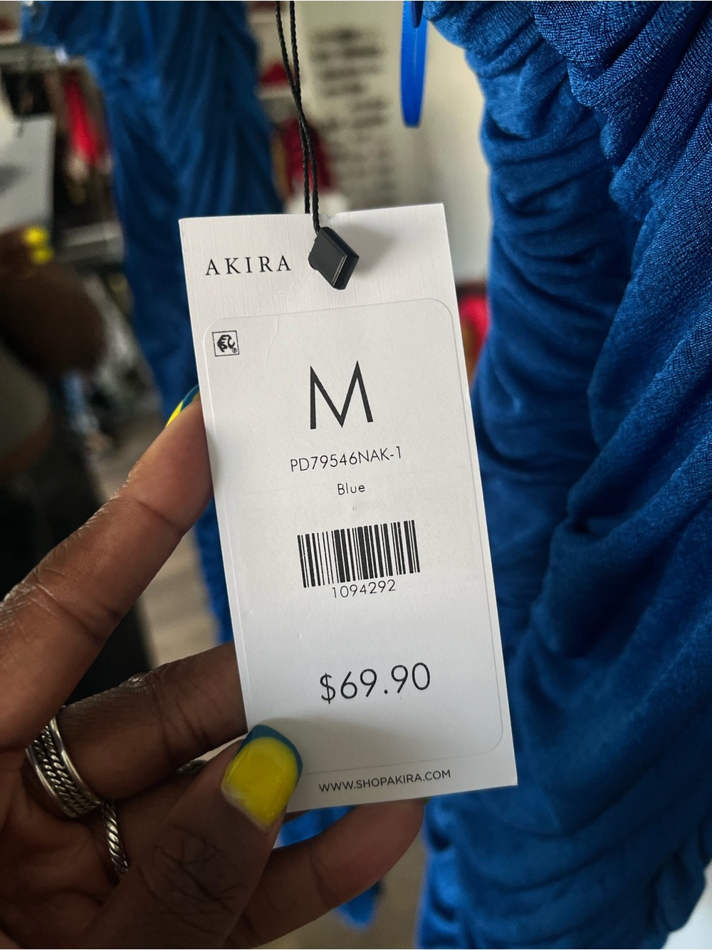 AKIRA Royal Blue Ruched Halter Midi Dress - Picture 3 of 3